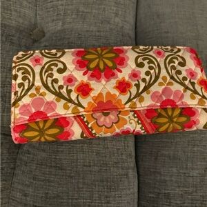 Vera Bradley Pink and Green Floral Clutch